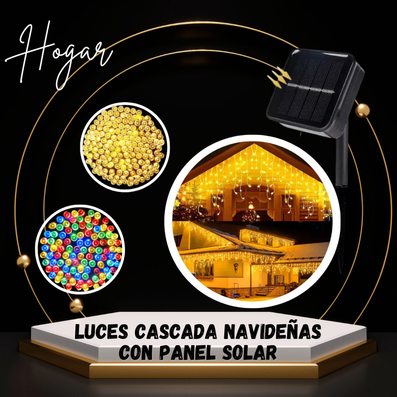 LUCES CASCADAS NAVIDEÑAS CON PANEL SOLAR