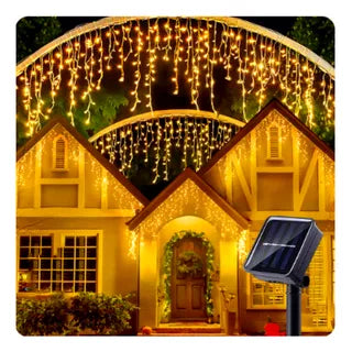 LUCES CASCADAS NAVIDEÑAS CON PANEL SOLAR