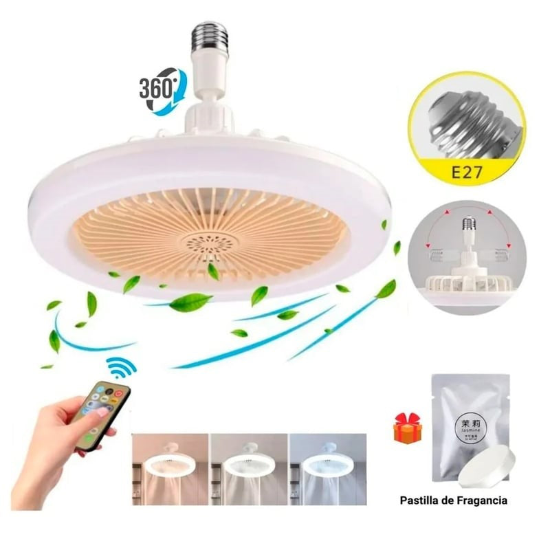 FOCO VENTILADOR 360° CON AROMATIZANTE Y CONTROL REMOTO INTELIGENTE